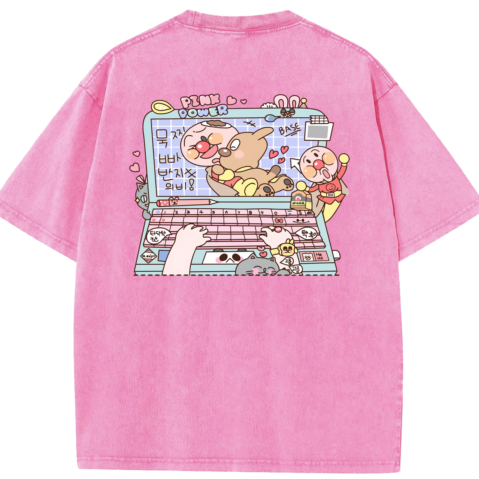 （画像用） アンパンマン Anpanman 綿100% ヴィンテージ風 半袖Tシャツ（背面プリント）